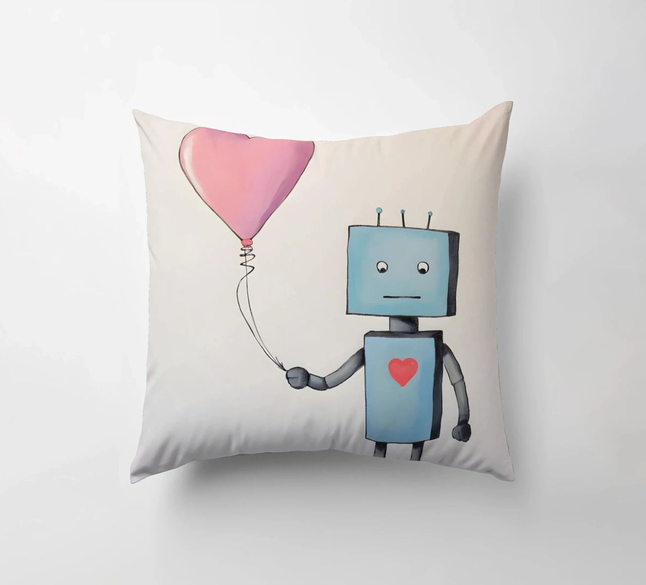 Robot con palloncino a forma di cuore cuscino da KidzStudio