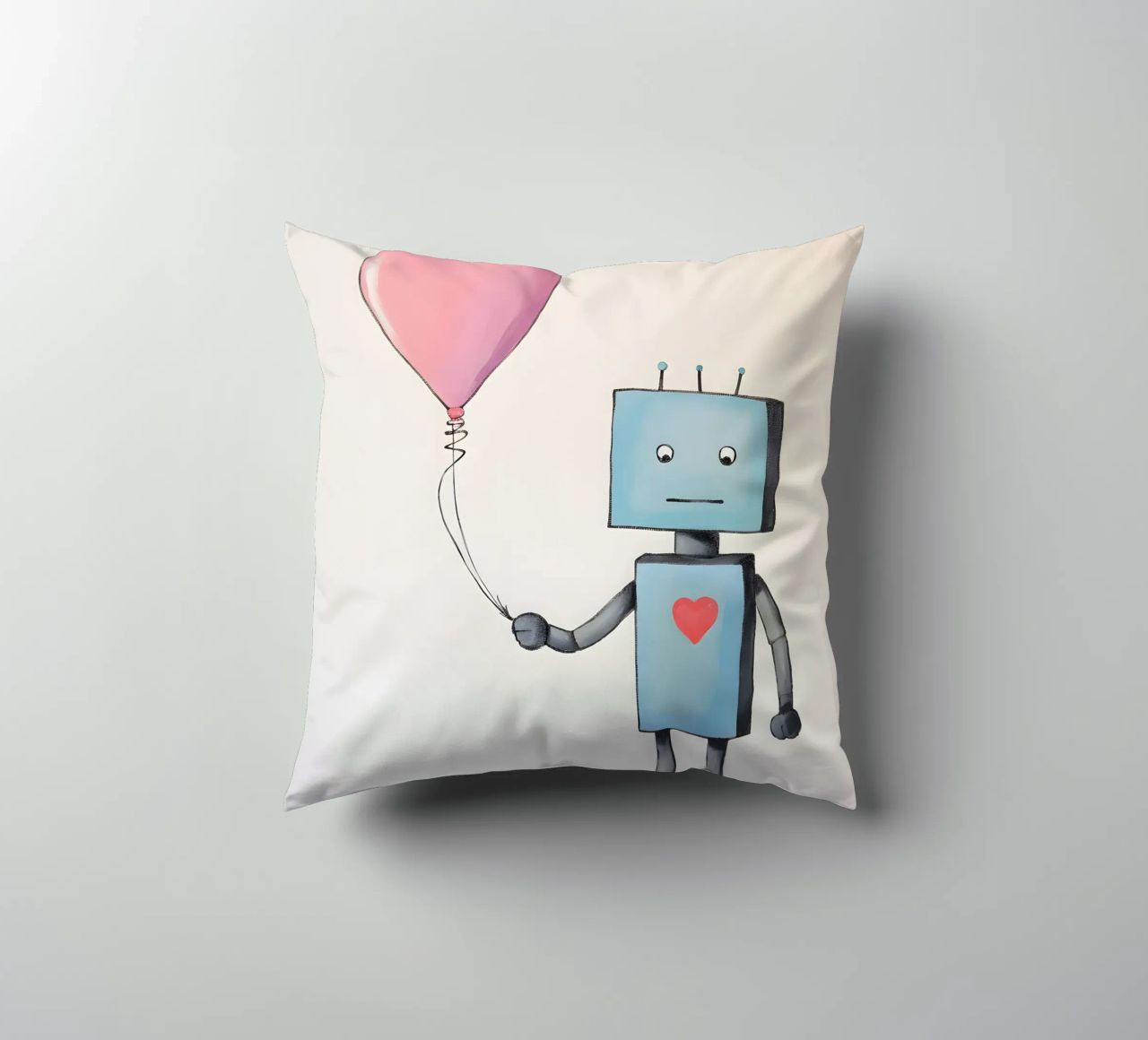 Robot con palloncino a forma di cuore cuscino da KidzStudio