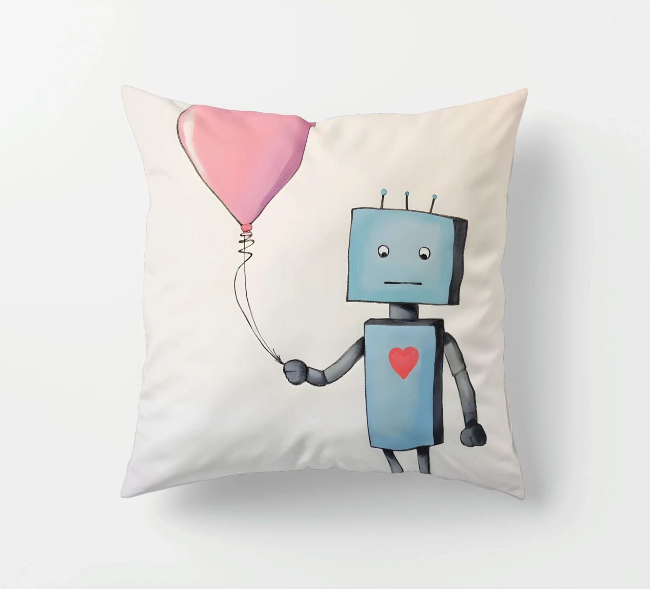 Robot con palloncino a forma di cuore cuscino da KidzStudio