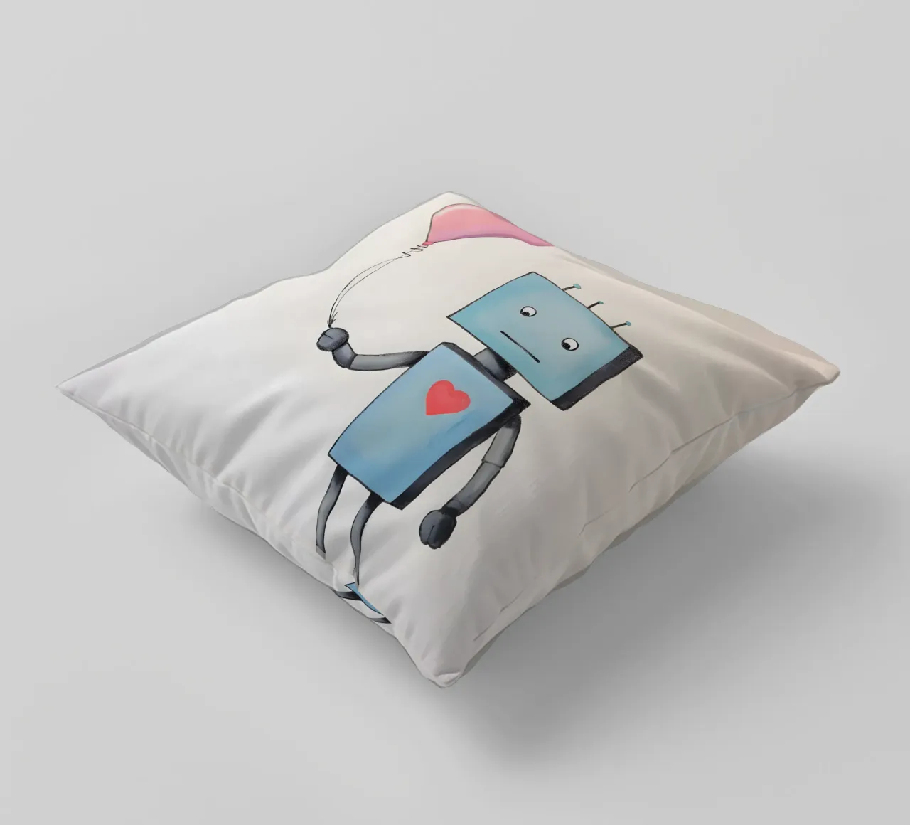 Robot con palloncino a forma di cuore cuscino da KidzStudio