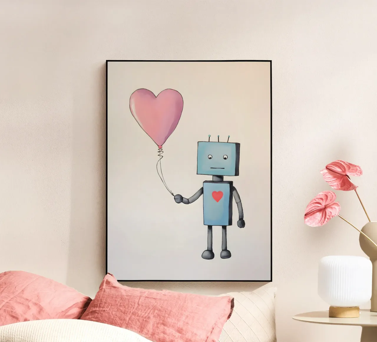 Robot con palloncino a forma di cuore plexiglass da KidzStudio