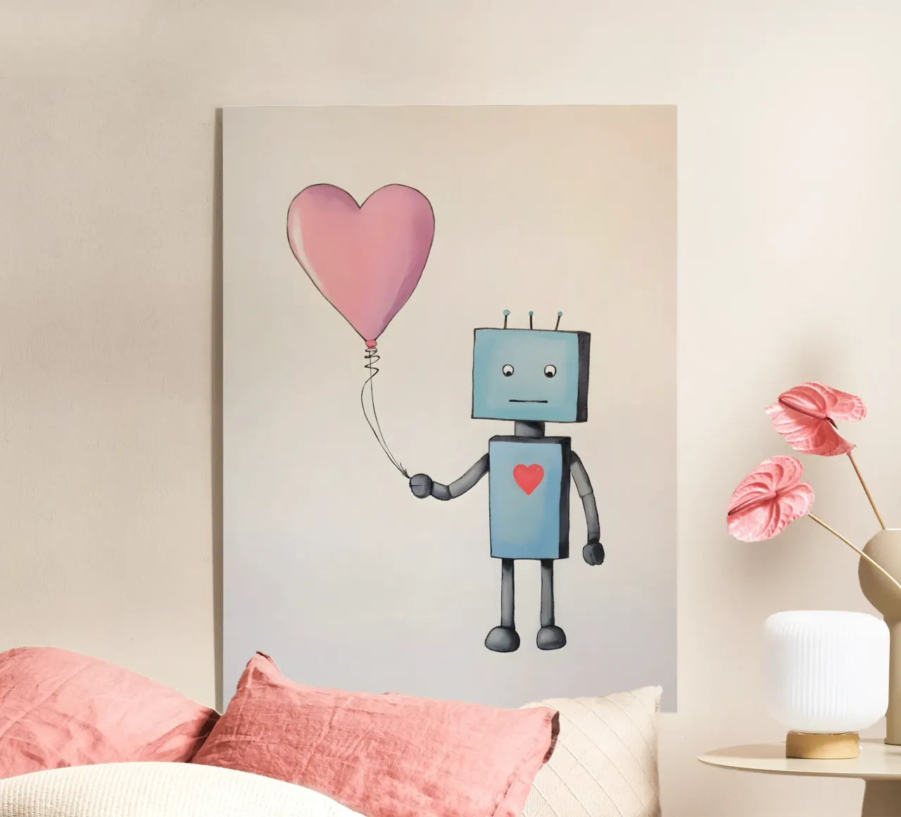 Robot con palloncino a forma di cuore plexiglass da KidzStudio
