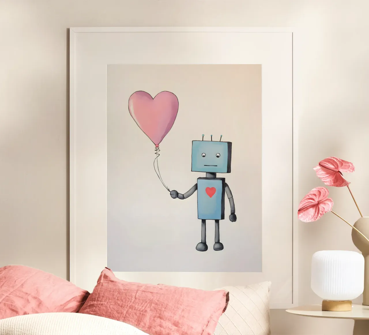 Robot con palloncino a forma di cuore carta hahnemühle da KidzStudio