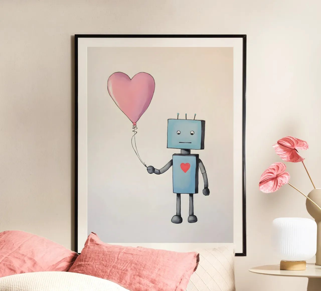 Robot con palloncino a forma di cuore carta hahnemühle da KidzStudio