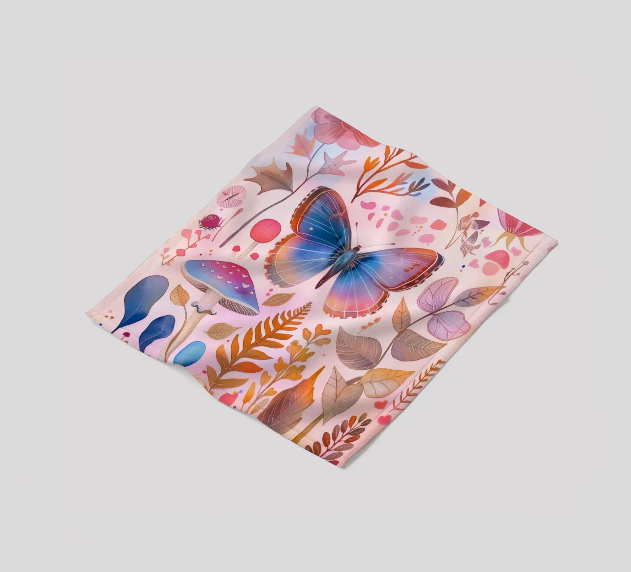 Boho Bohemian Vintage Botanico Farfalla Fungo in Natura coperta in pile da Gentle Echoes Art