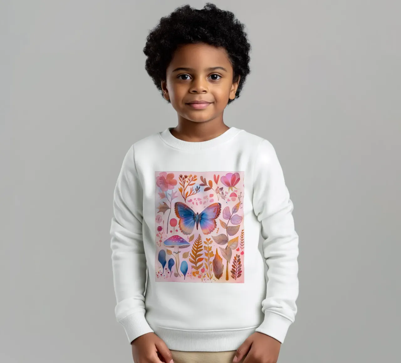 Boho Bohemian Vintage Botanico Farfalla Fungo in Natura felpa bambino da Gentle Echoes Art