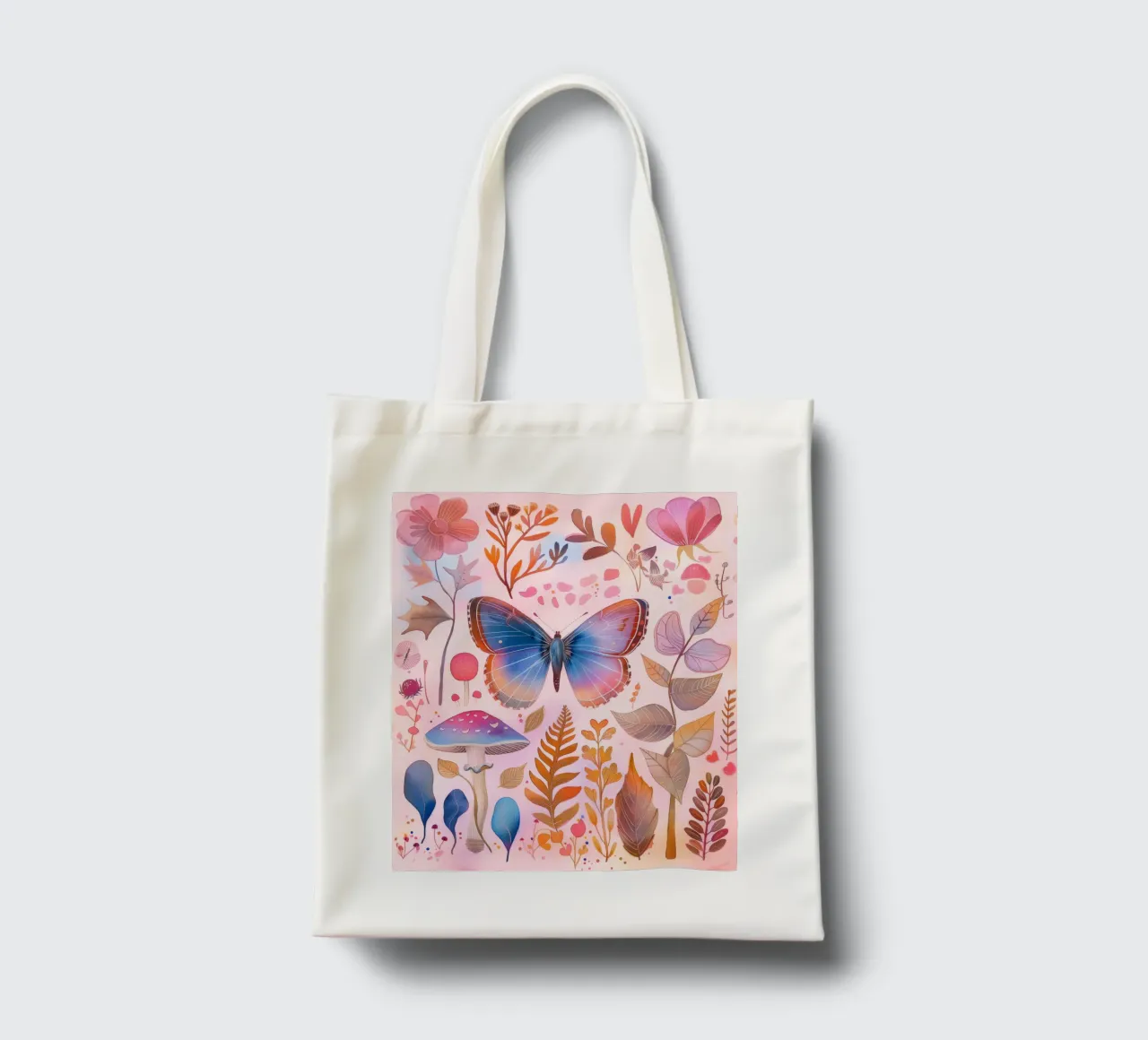 Boho Bohemian Vintage Botanico Farfalla Fungo in Natura borsa in juta da Gentle Echoes Art