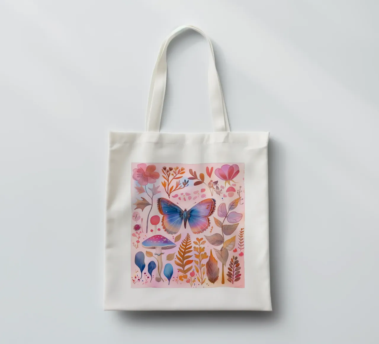 Boho Bohemian Vintage Botanico Farfalla Fungo in Natura borsa in juta da Gentle Echoes Art