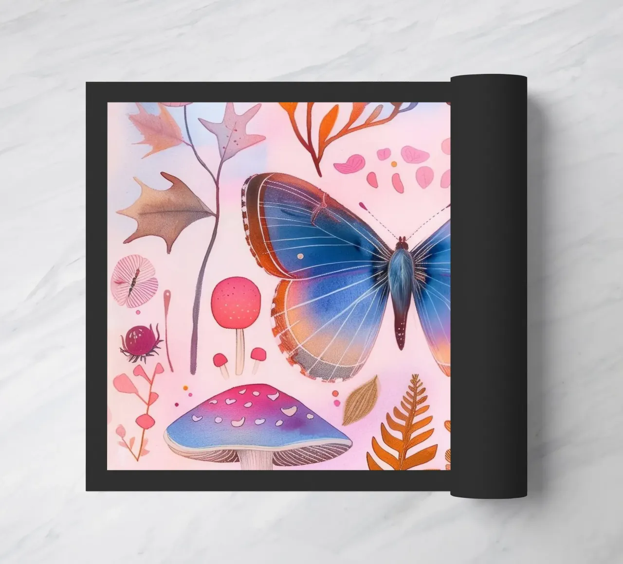 Boho Bohemian Vintage Botanico Farfalla Fungo in Natura zerbino da Gentle Echoes Art