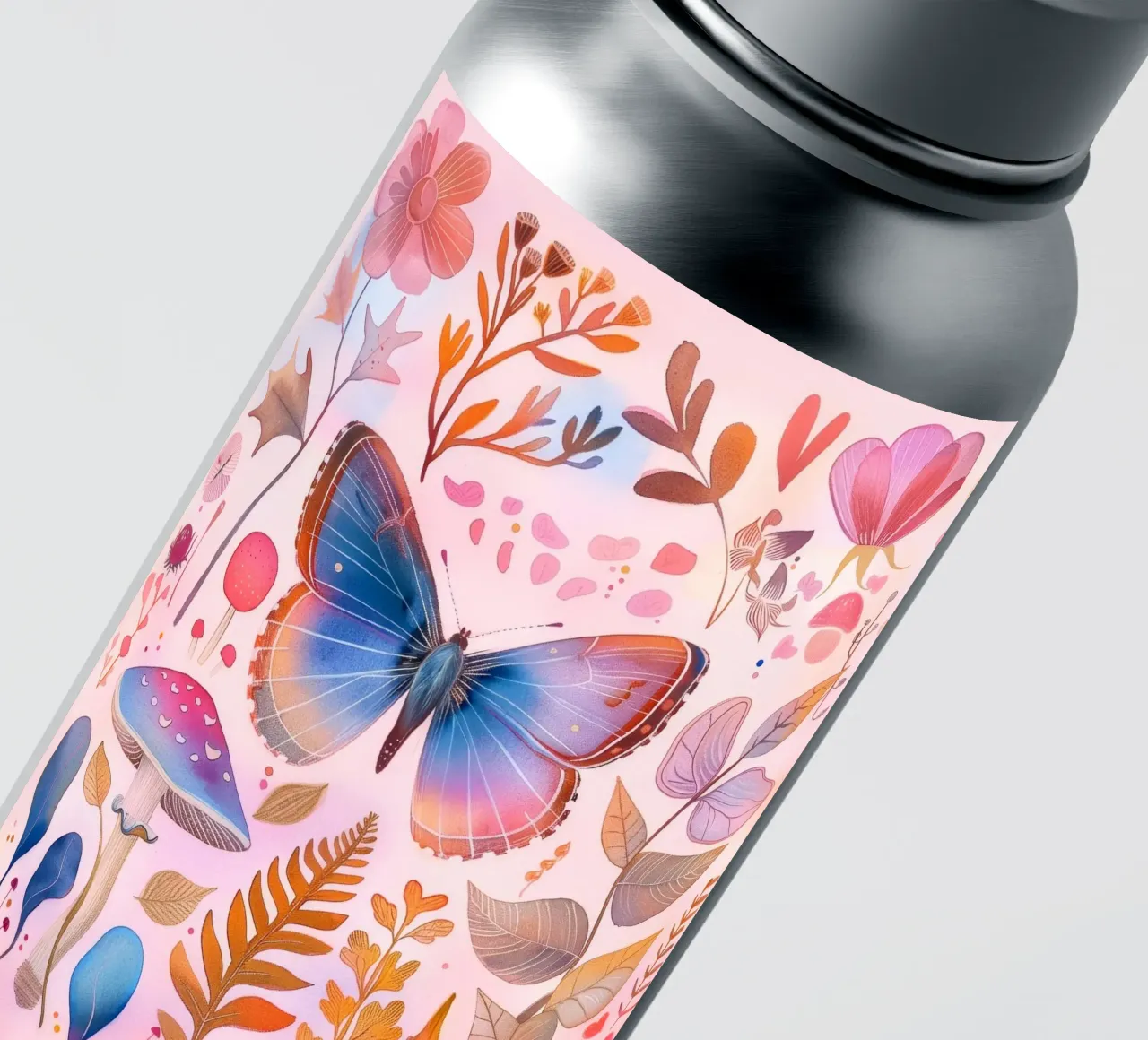 Boho Bohemian Vintage Botanico Farfalla Fungo in Natura adesivo da Gentle Echoes Art