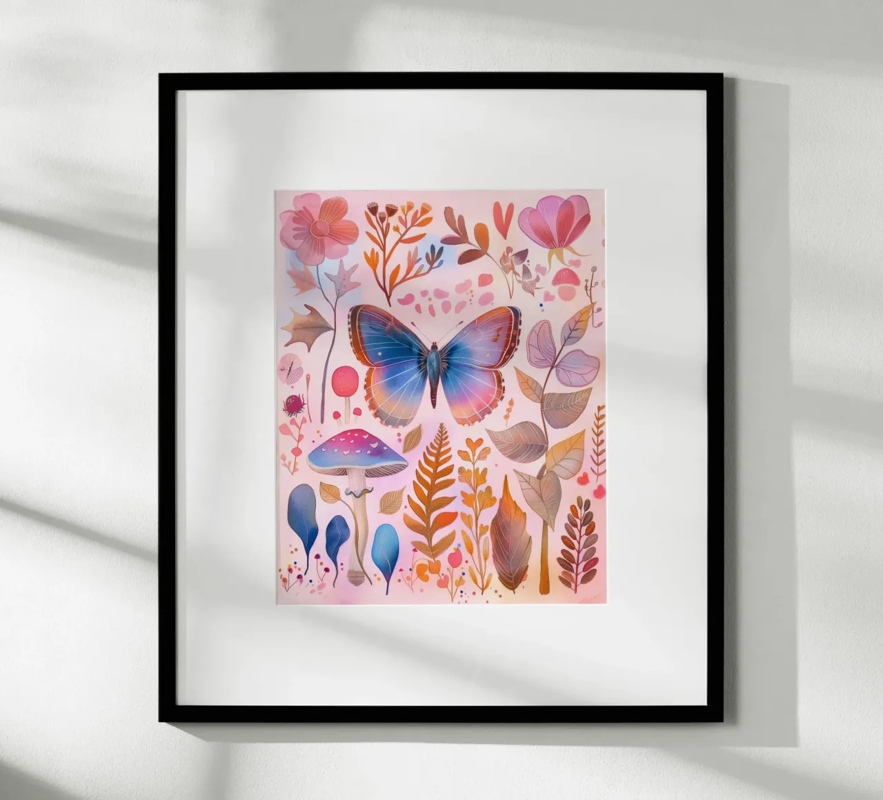 Boho Bohemian Vintage Botanico Farfalla Fungo in Natura poster da Gentle Echoes Art