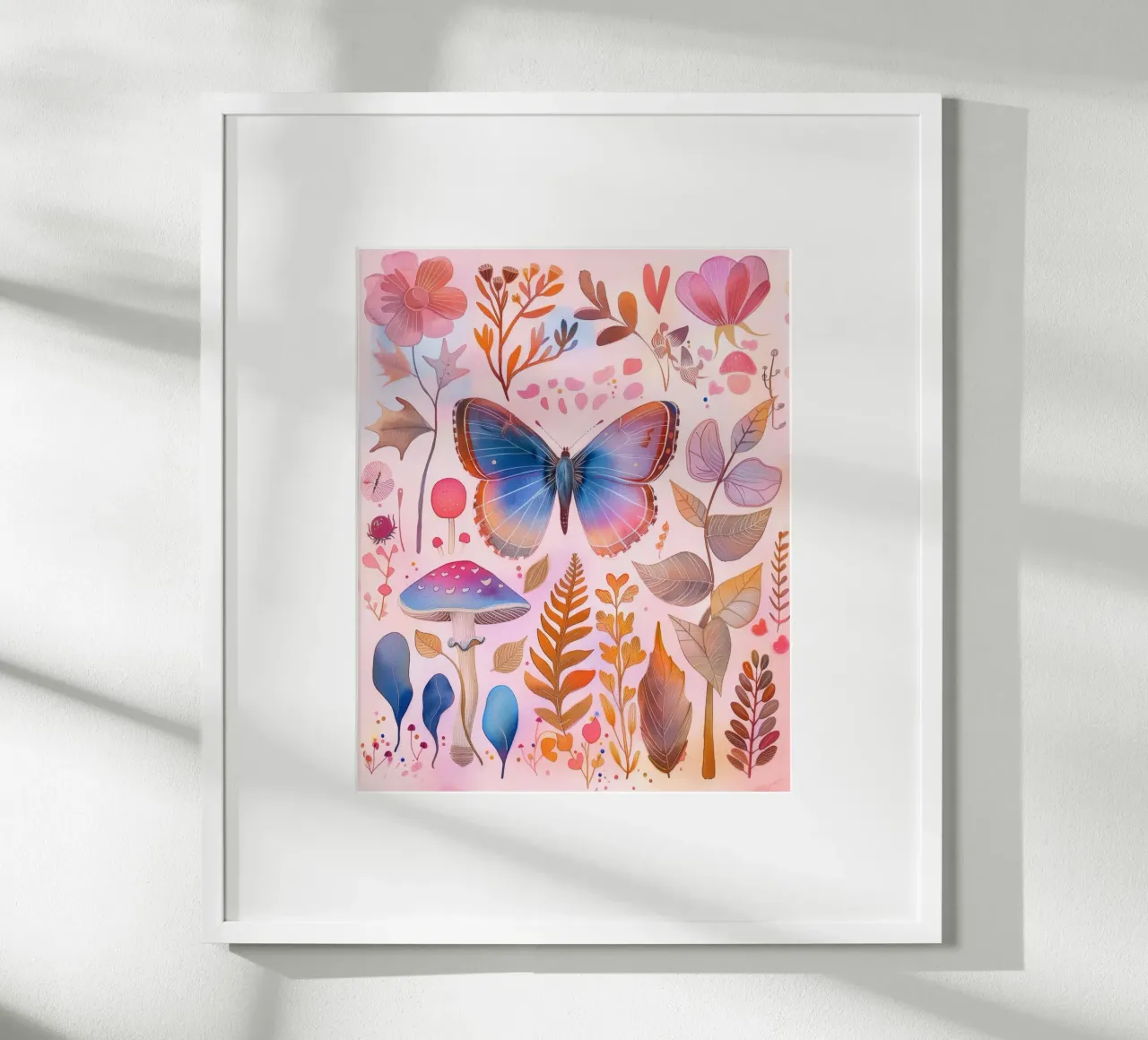 Boho Bohemian Vintage Botanico Farfalla Fungo in Natura poster da Gentle Echoes Art