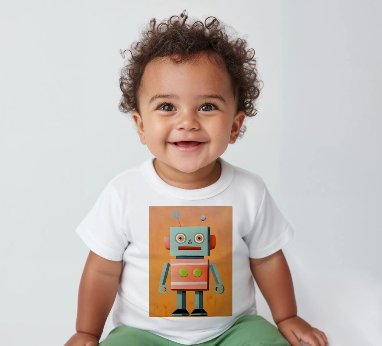 Robot retrò maglietta neonato da KidzStudio