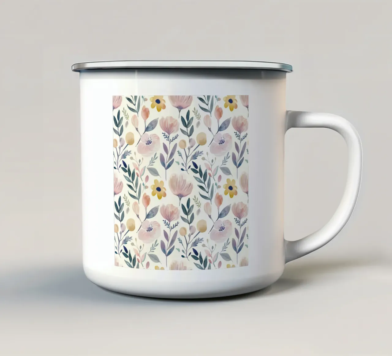 Boho Papavero Fiore Vintage Botanico Astratto Primavera Floreale tazza in smalto da Gentle Echoes Art