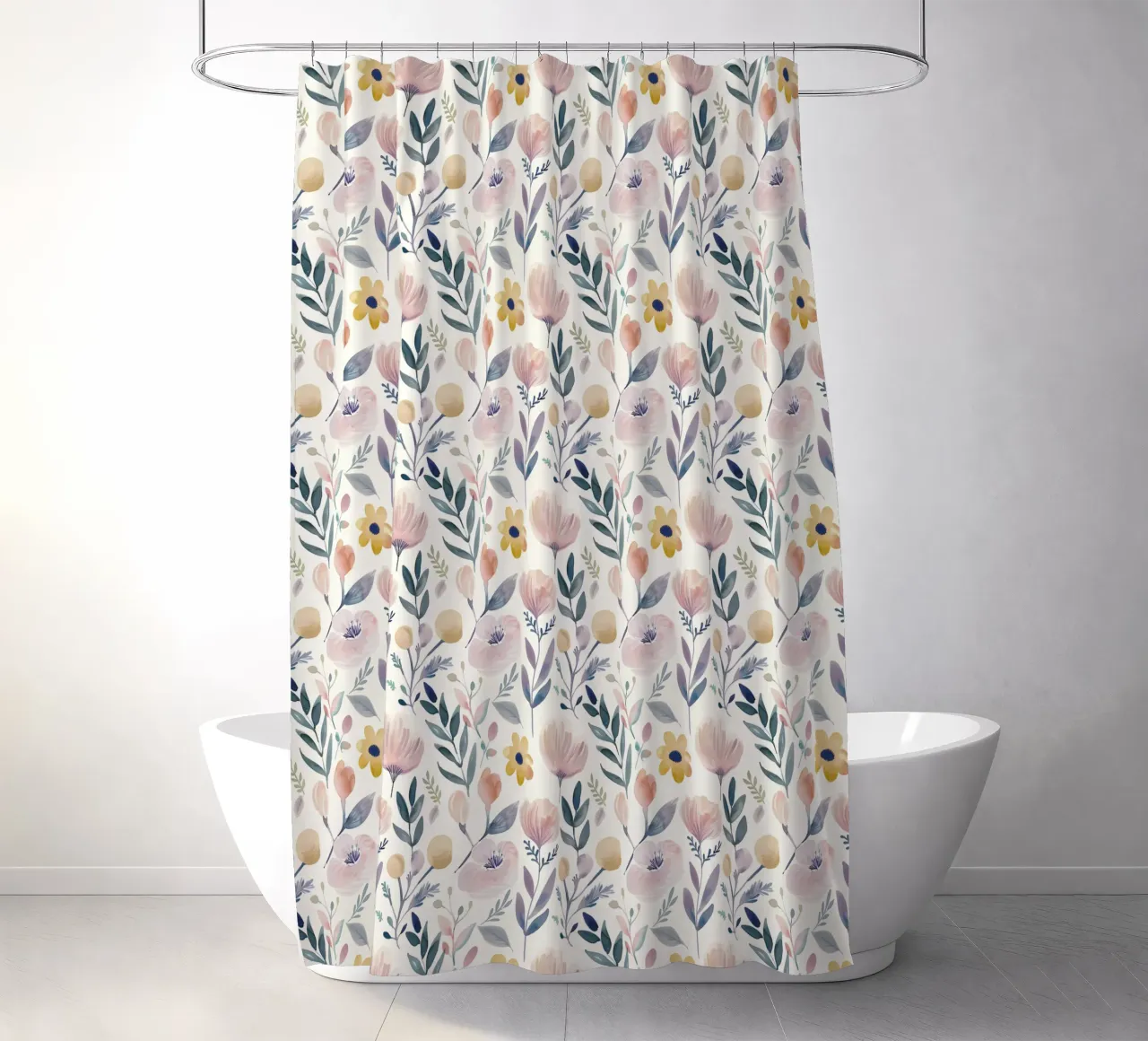 Boho Poppy Flower Vintage Botanical Abstract Spring Floral shower curtain by Gentle Echoes Art