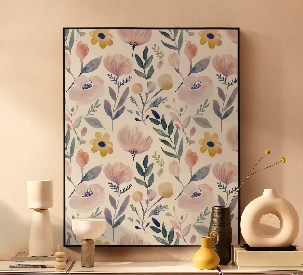 Boho Poppy Flower Vintage Botanical Abstract Spring Floral acrylic glass by Gentle Echoes Art