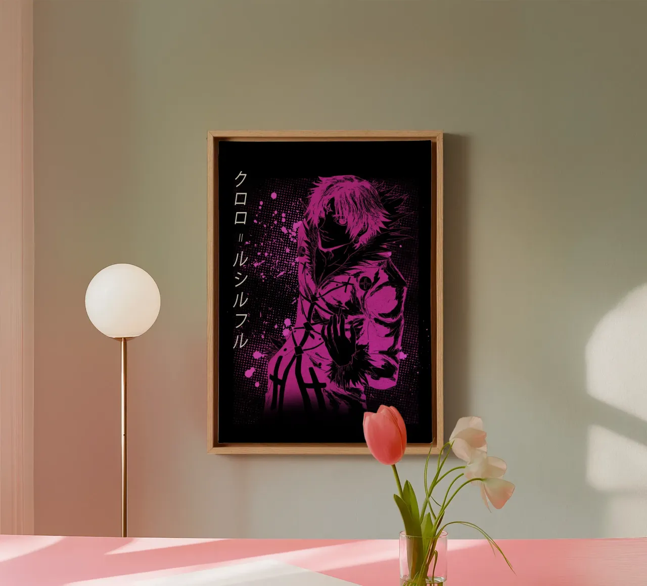 Chrollo Lucilfer tela con Cornice a cassetta da Neonartstudio
