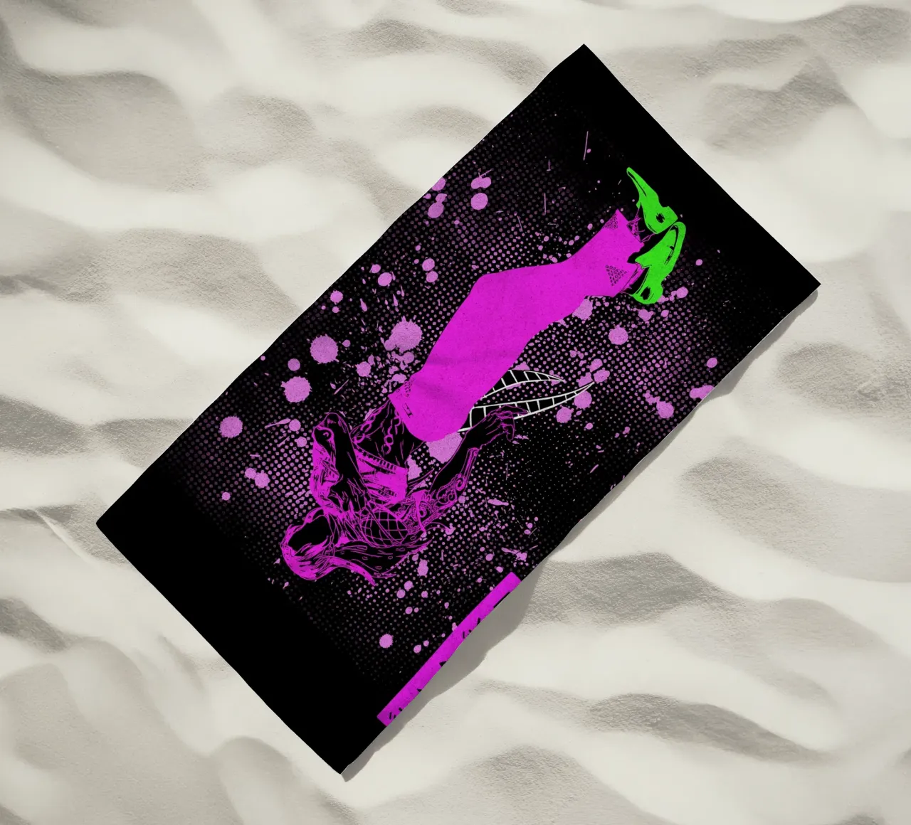 Diavolo jojo beach towel by Neonartstudio