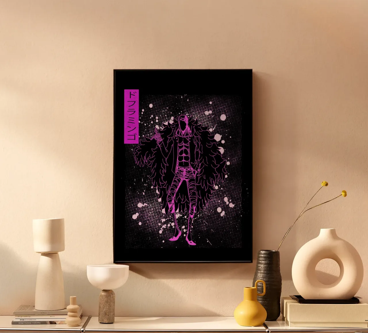 Donquixote Doflamingo one piece alluminio dibond da Neonartstudio