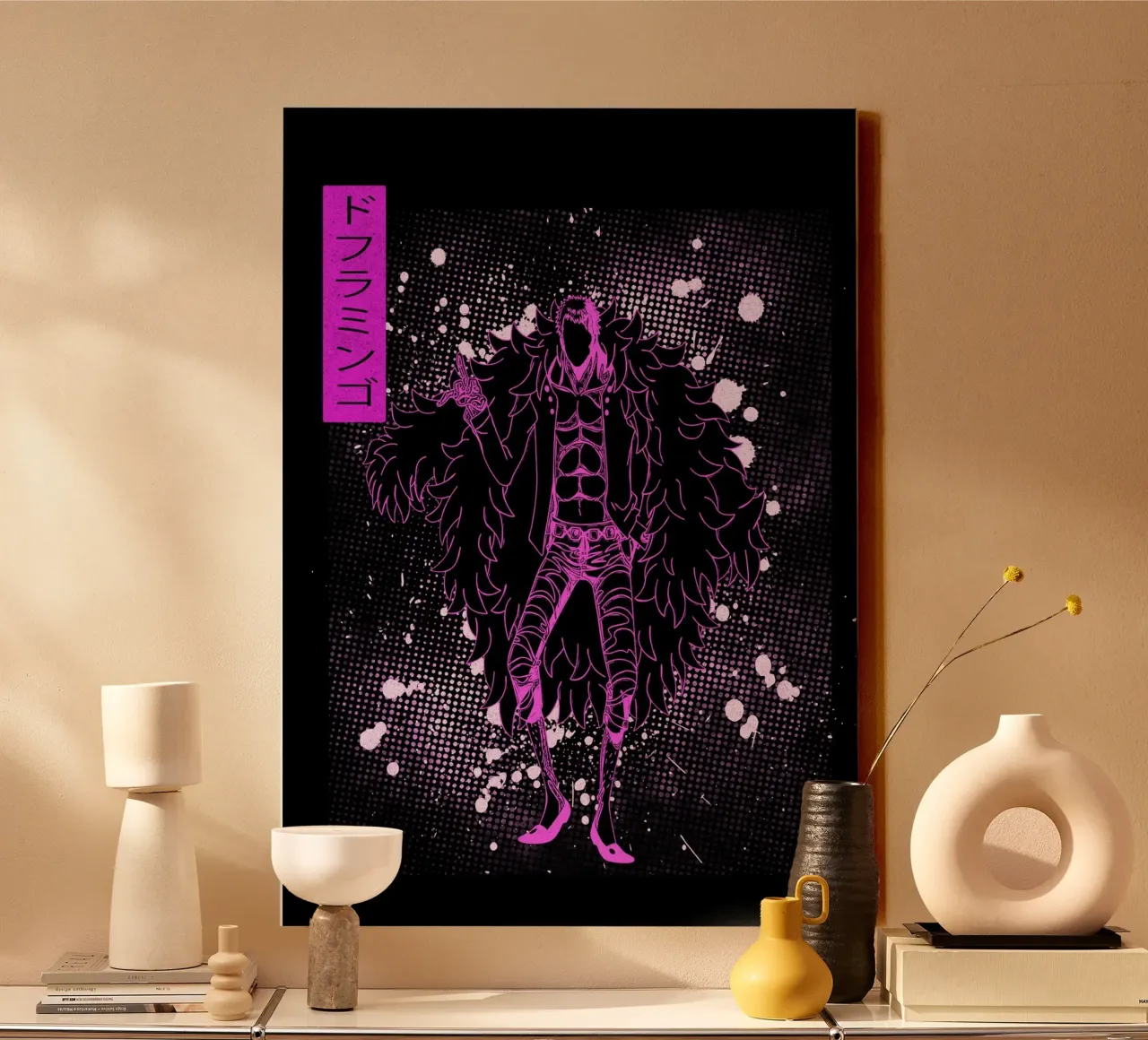 Donquixote Doflamingo one piece tela con Cornice a cassetta da Neonartstudio