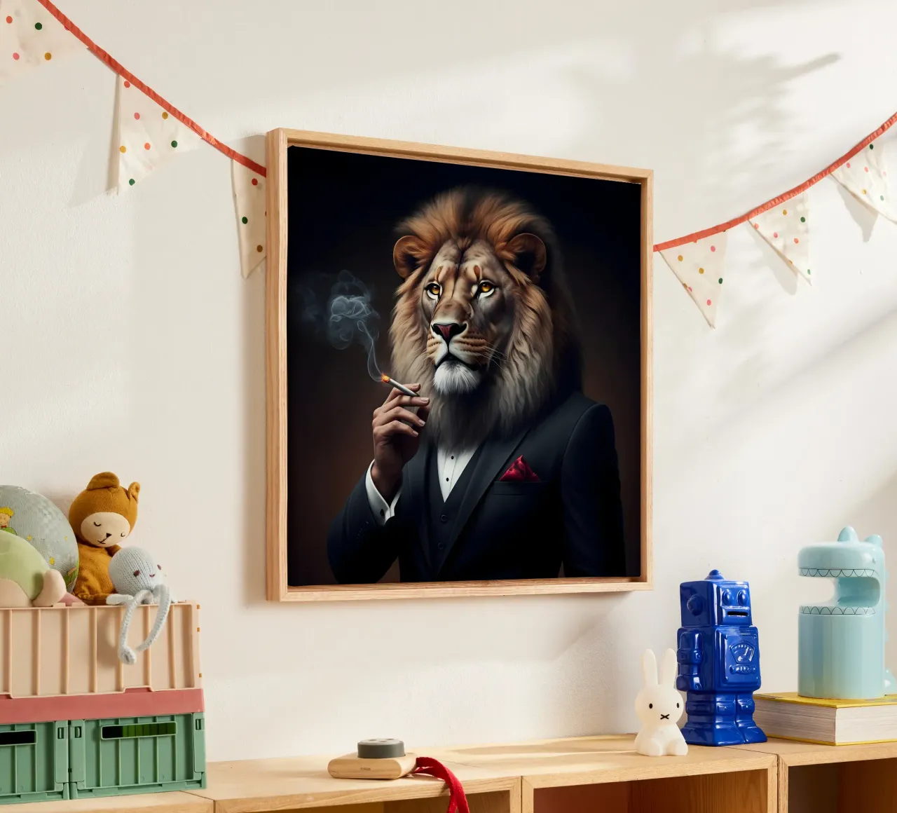 de koninklijke leeuw canvas met Baklijst van Art Digital Visuel