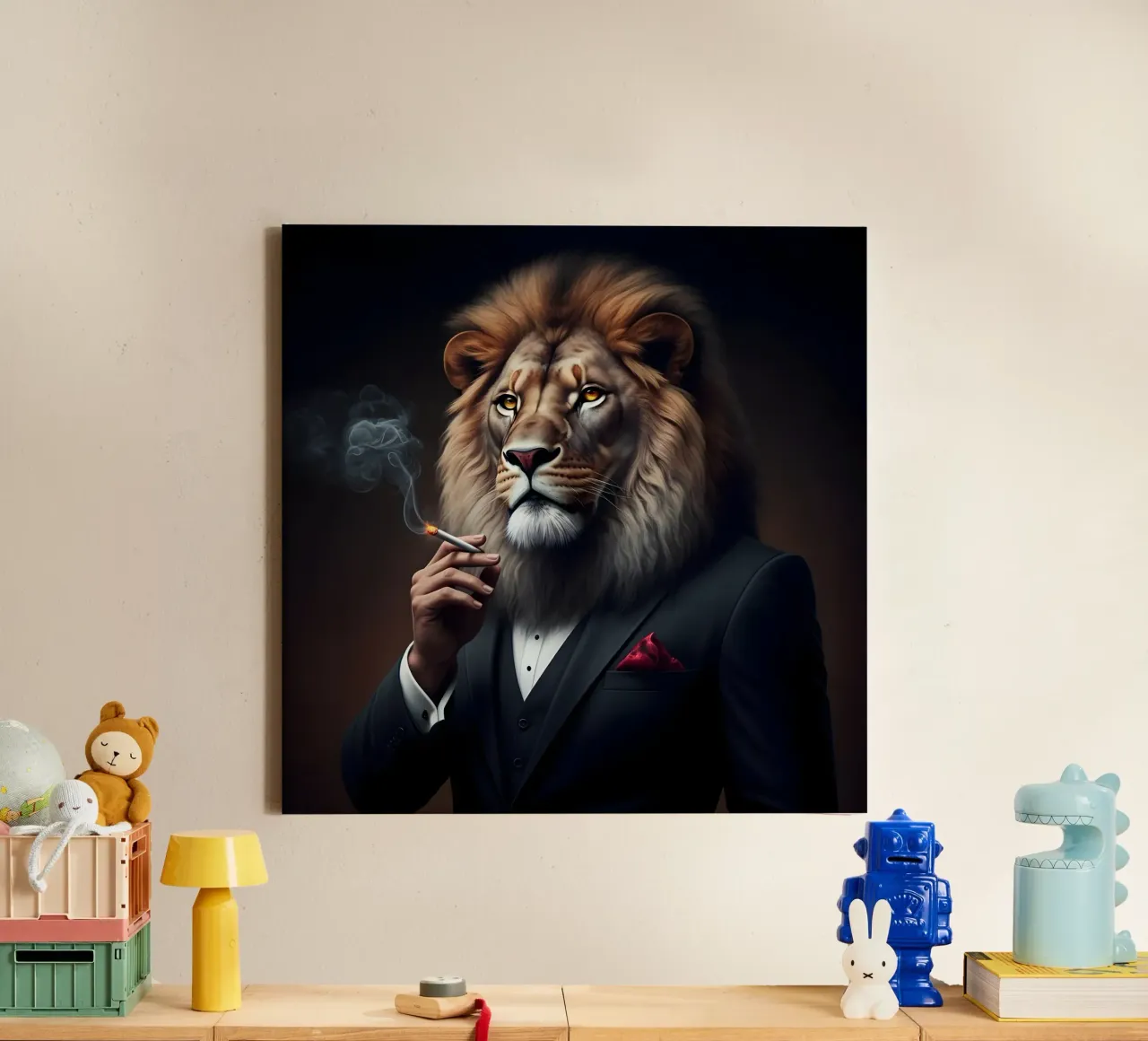 de koninklijke leeuw canvas met Baklijst van Art Digital Visuel