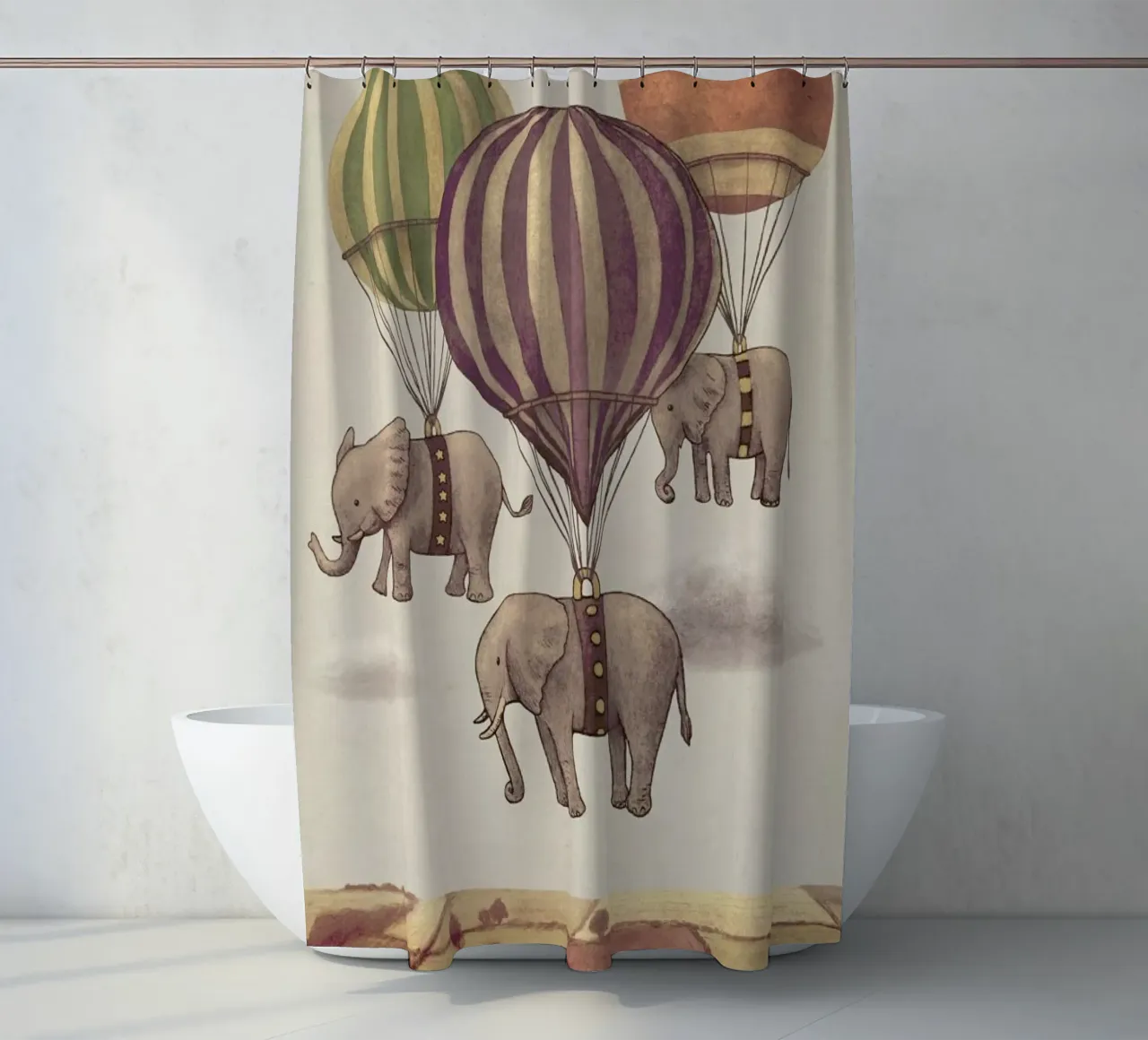 Flight of the Elephants tenda da doccia da Terry Fan