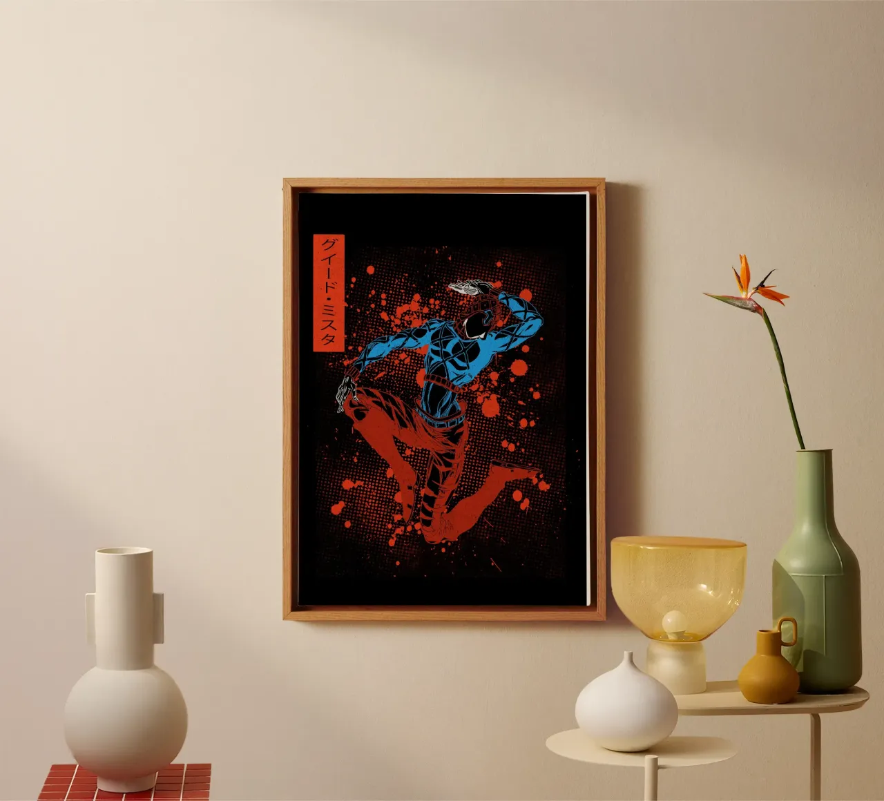 Guido Mista jojo canvas with Floater frame by Neonartstudio