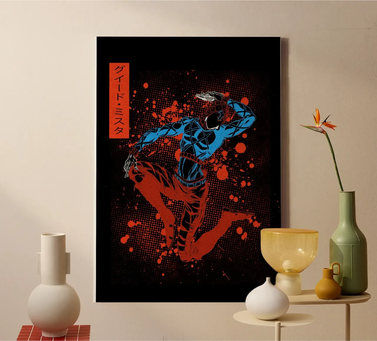 Guido Mista jojo canvas with Floater frame by Neonartstudio