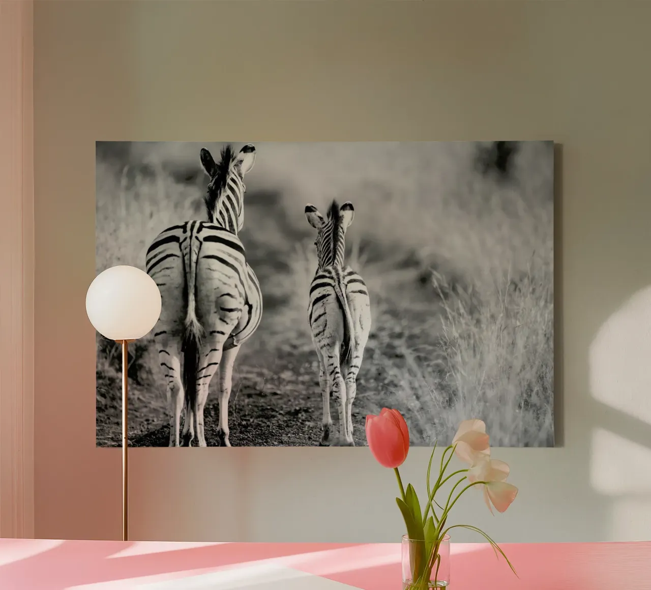 Zebra family tela con Cornice a cassetta da Shot By Clint