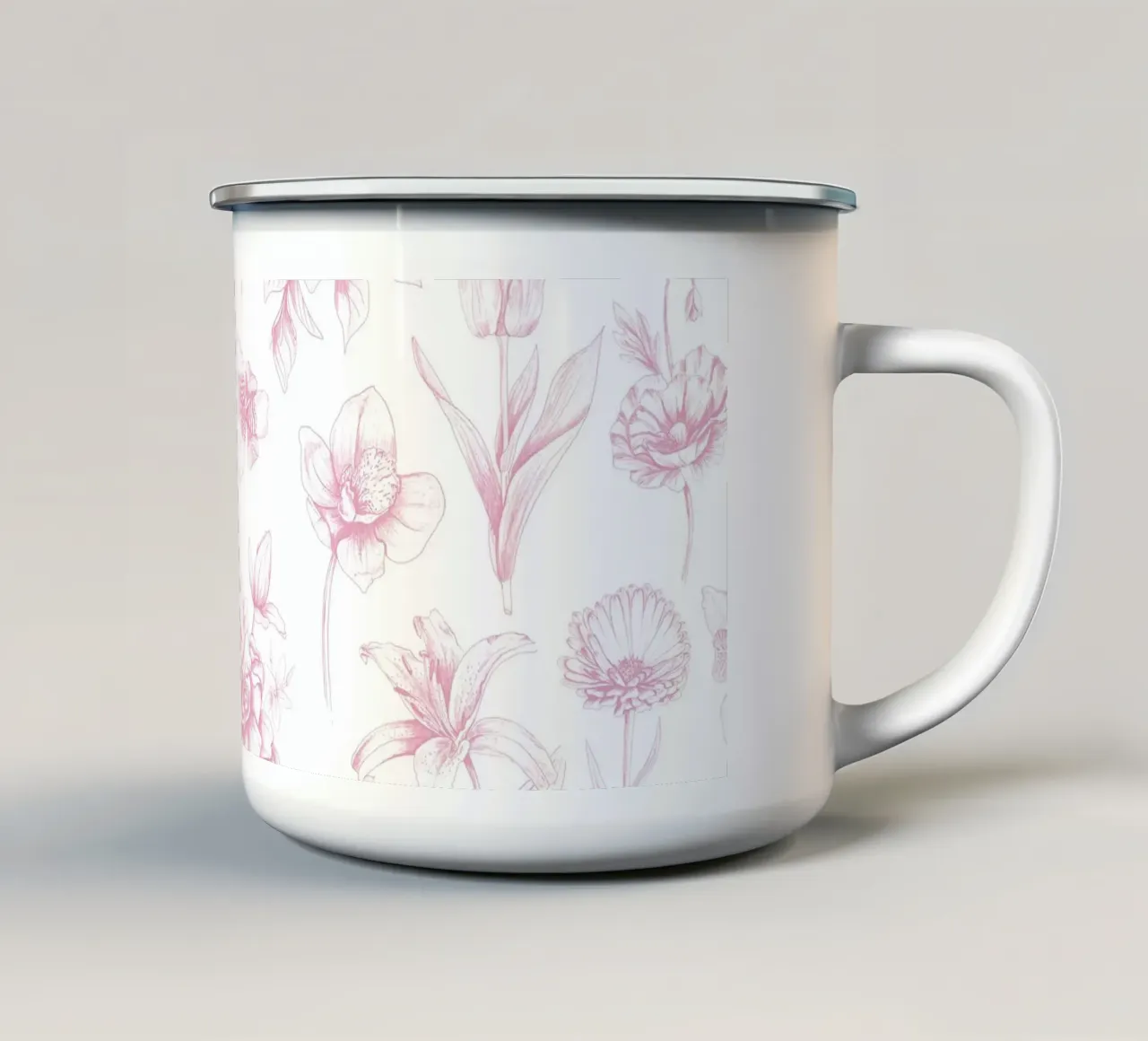 Pink Floral Toile Pattern tazza in smalto da anisillustration