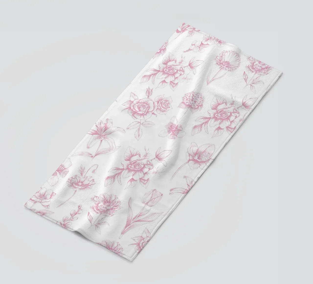 Pink Floral Toile Pattern telo mare da anisillustration