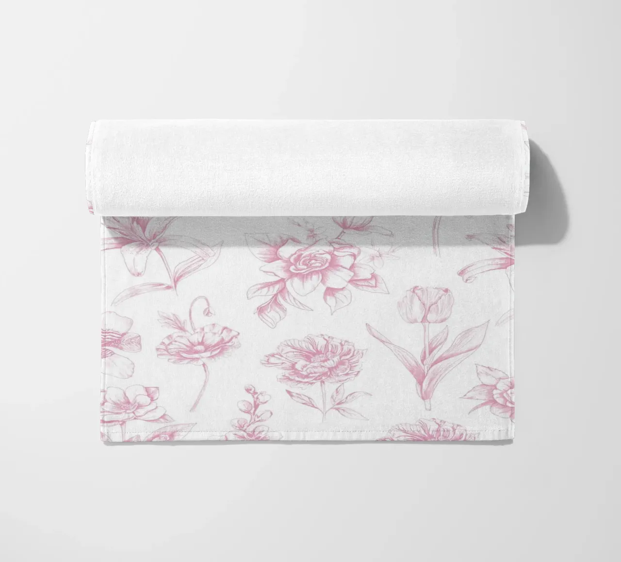 Pink Floral Toile Pattern telo mare da anisillustration