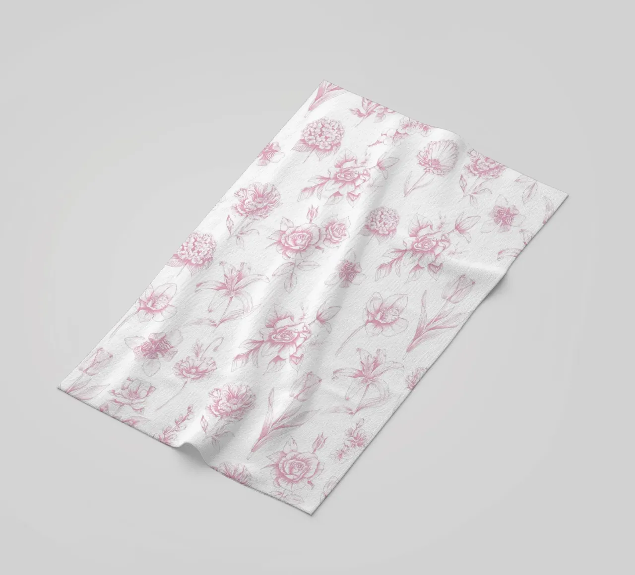 Pink Floral Toile Pattern telo mare da anisillustration