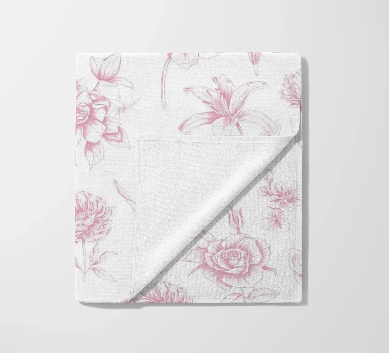 Pink Floral Toile Pattern telo mare da anisillustration