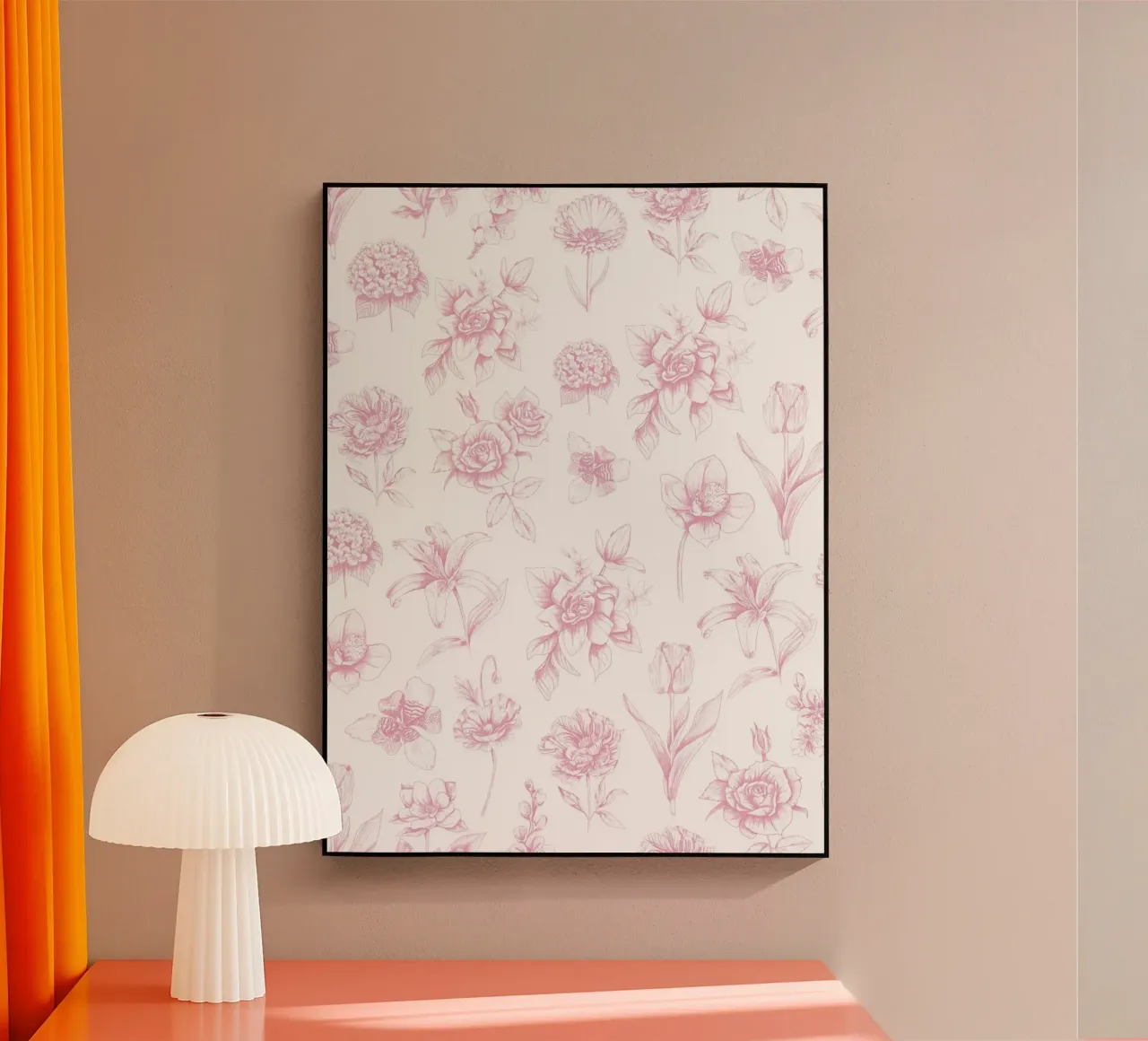 Pink Floral Toile Pattern plexiglass da anisillustration