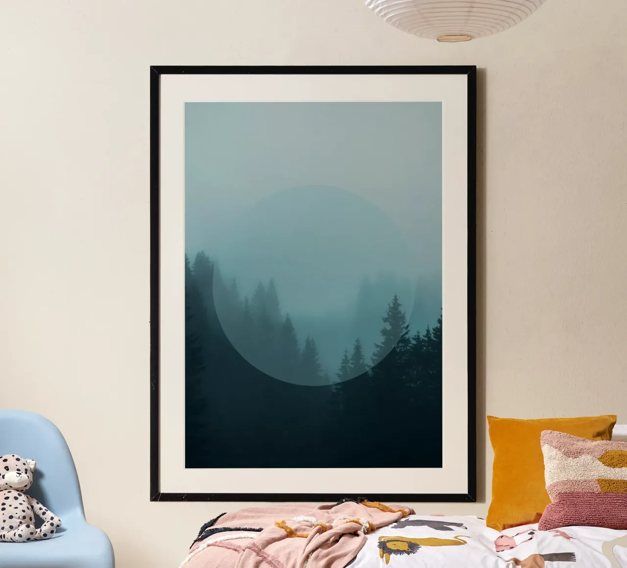 Mania Landscapes Circular 2 Karwendel (Austria) poster avec cadre en bois de Mania Print Collection