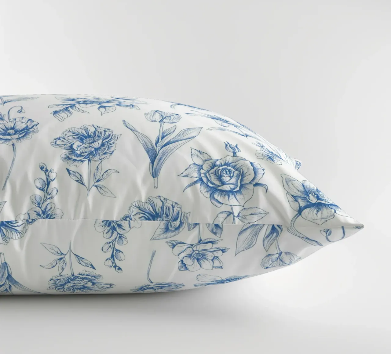Blue Floral Toile Pattern cuscino da anisillustration