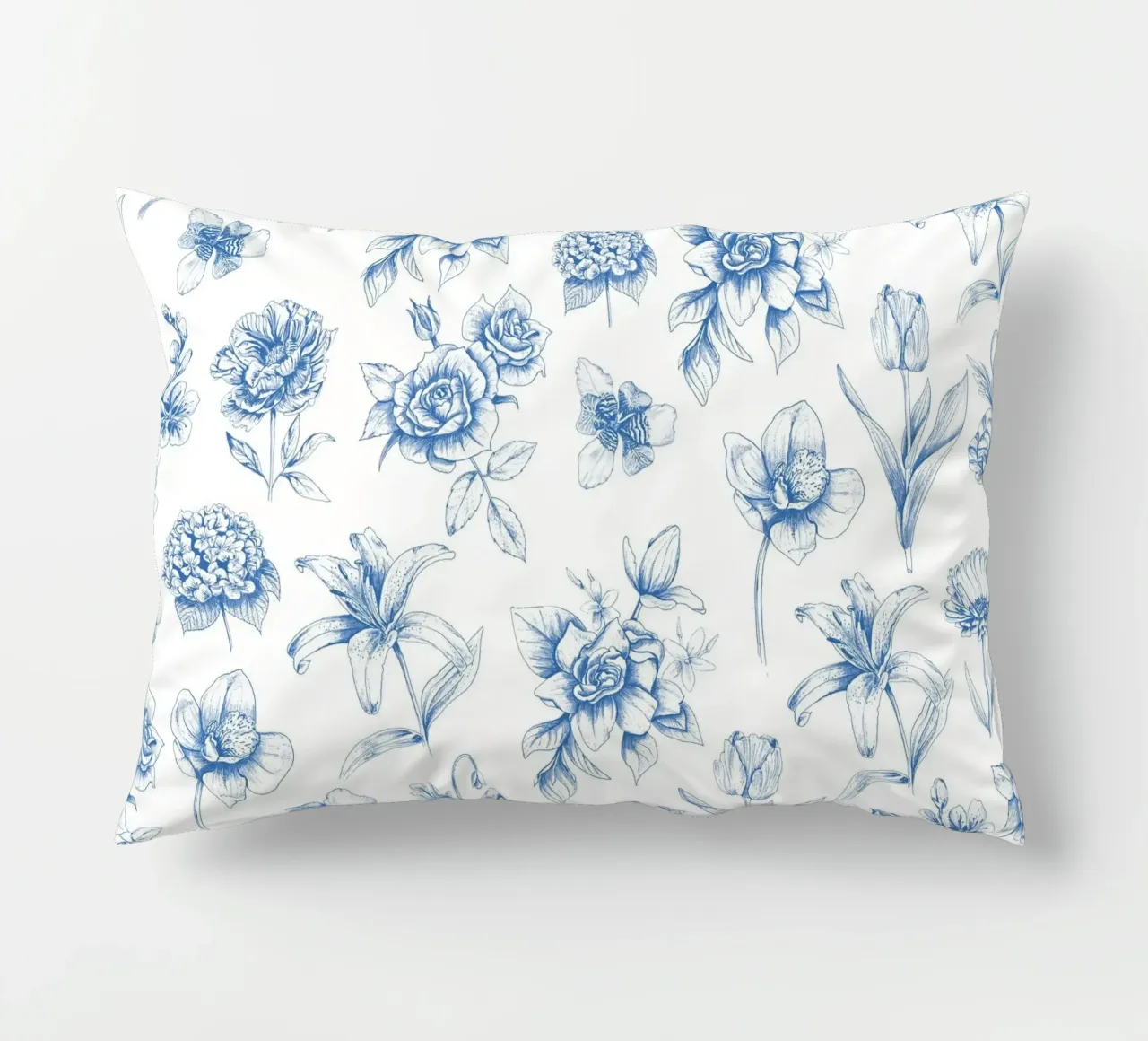 Blue Floral Toile Pattern cuscino da anisillustration
