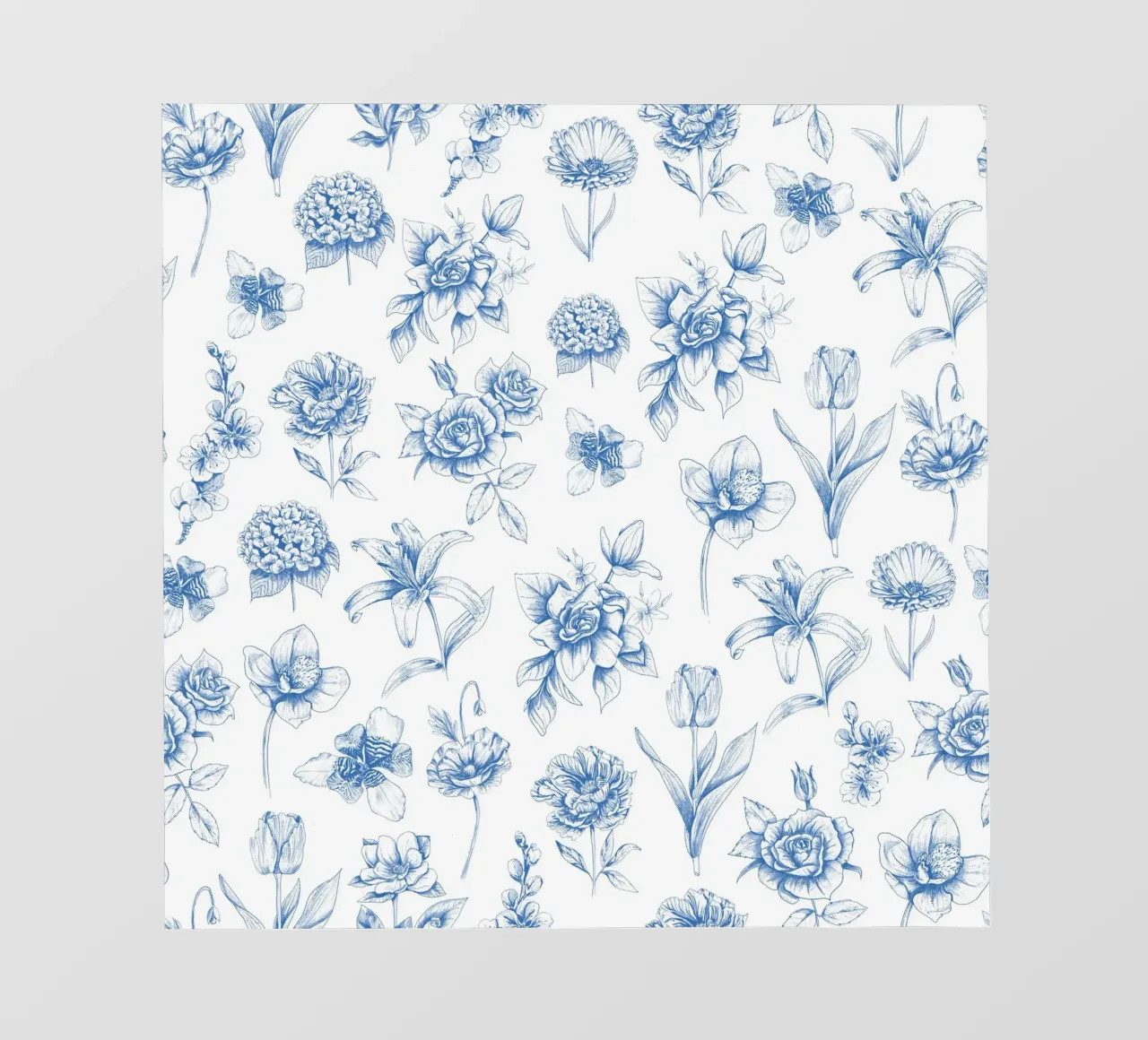 Blue Floral Toile Pattern telo in pvc da anisillustration