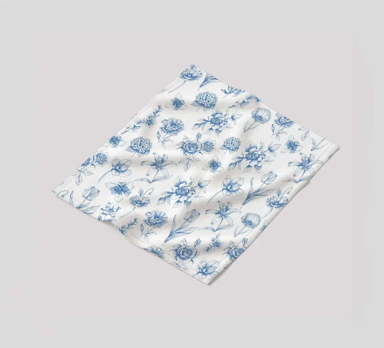 Blue Floral Toile Pattern coperta in pile da anisillustration