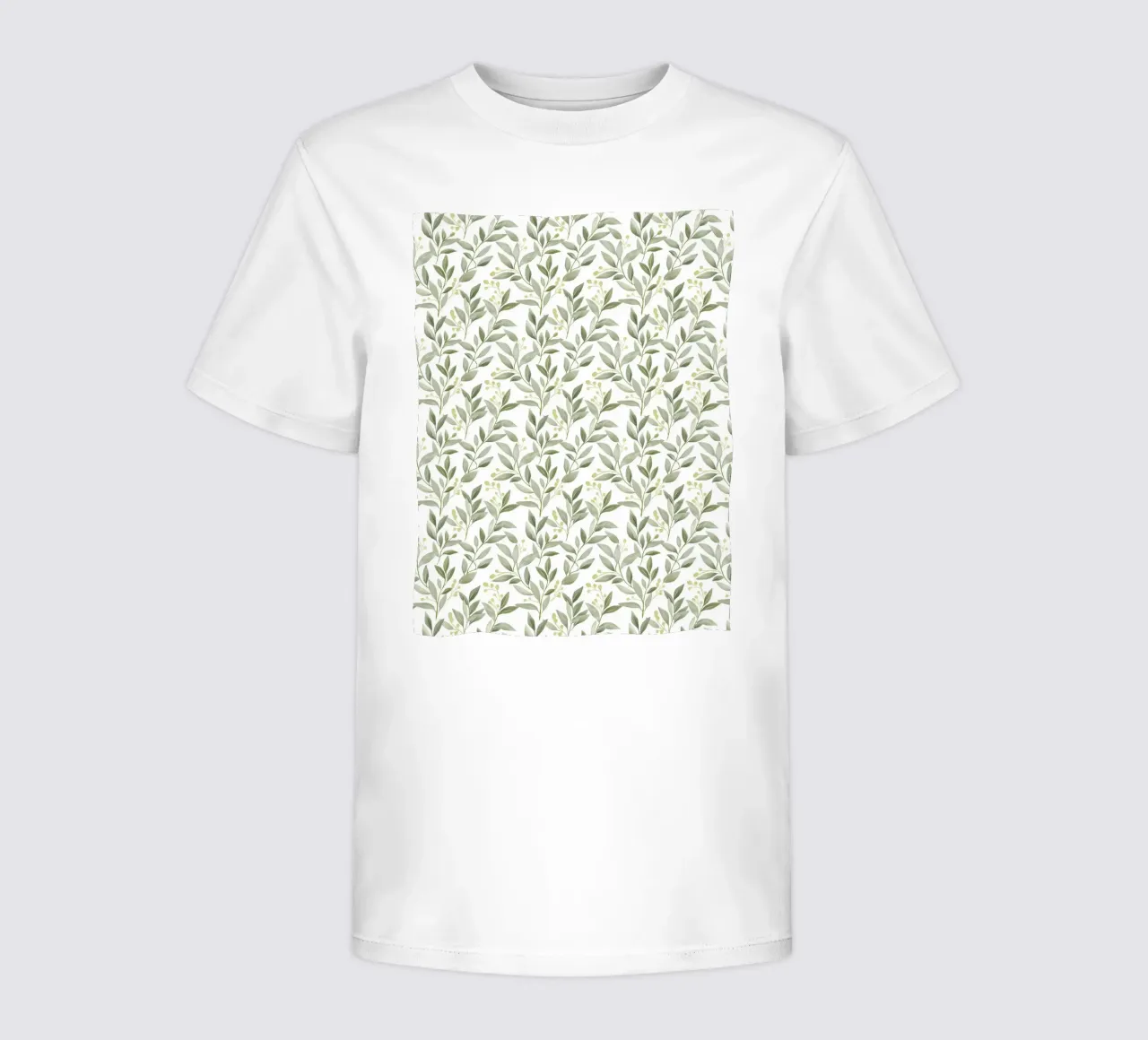 Boho Decorative Green Leaves Botanical Pattern Greenery kids t-shirt by Gentle Echoes Art