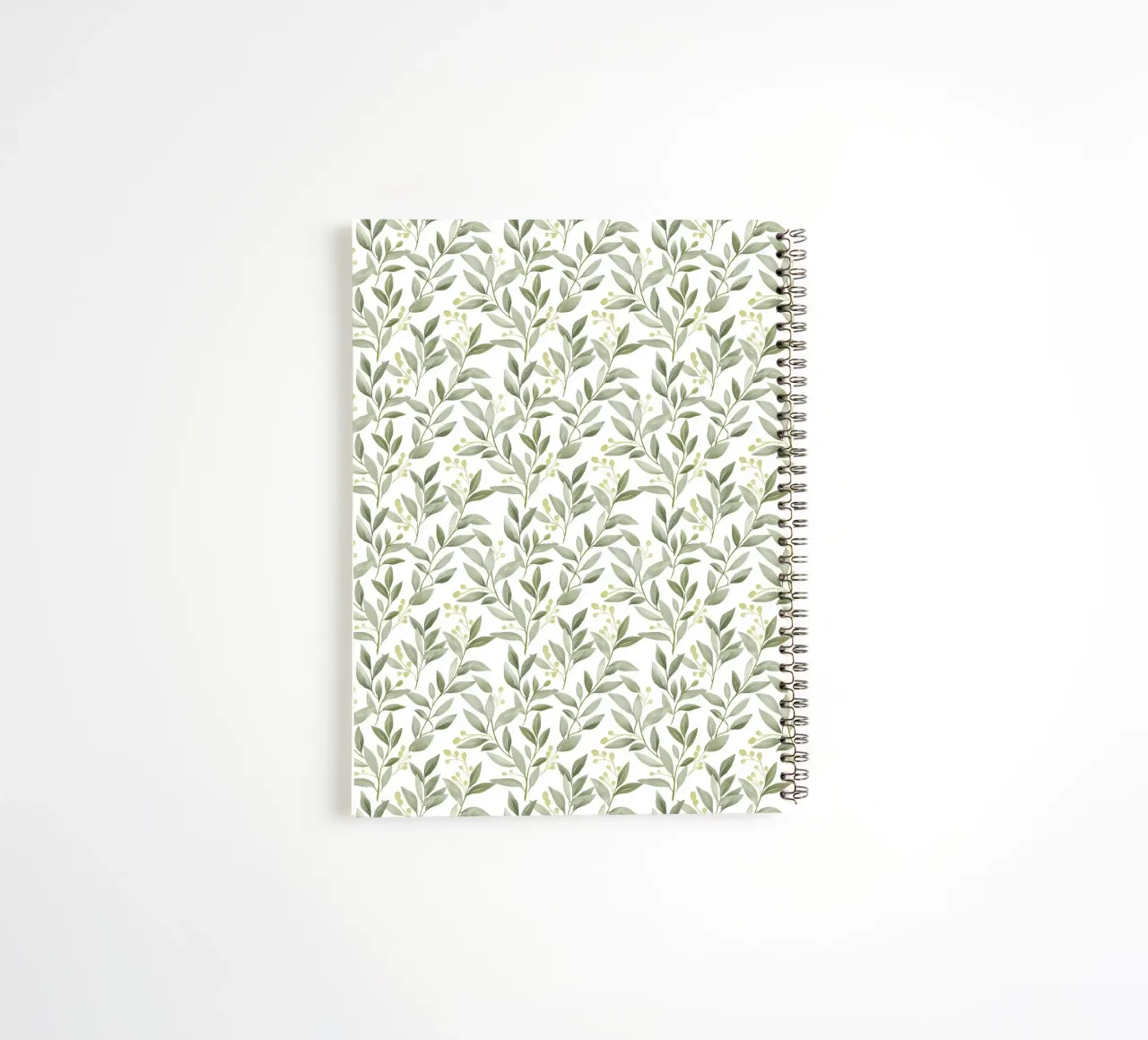 Boho Decorative Green Leaves Botanical Pattern Greenery spiral notebook by Gentle Echoes Art