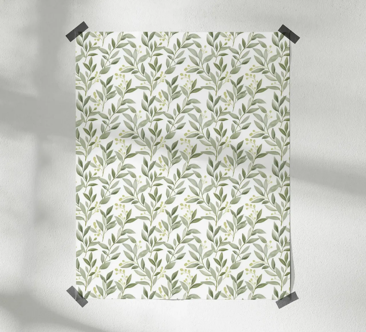 Boho Decorative Green Leaves Botanical Pattern Greenery hahnemühle by Gentle Echoes Art