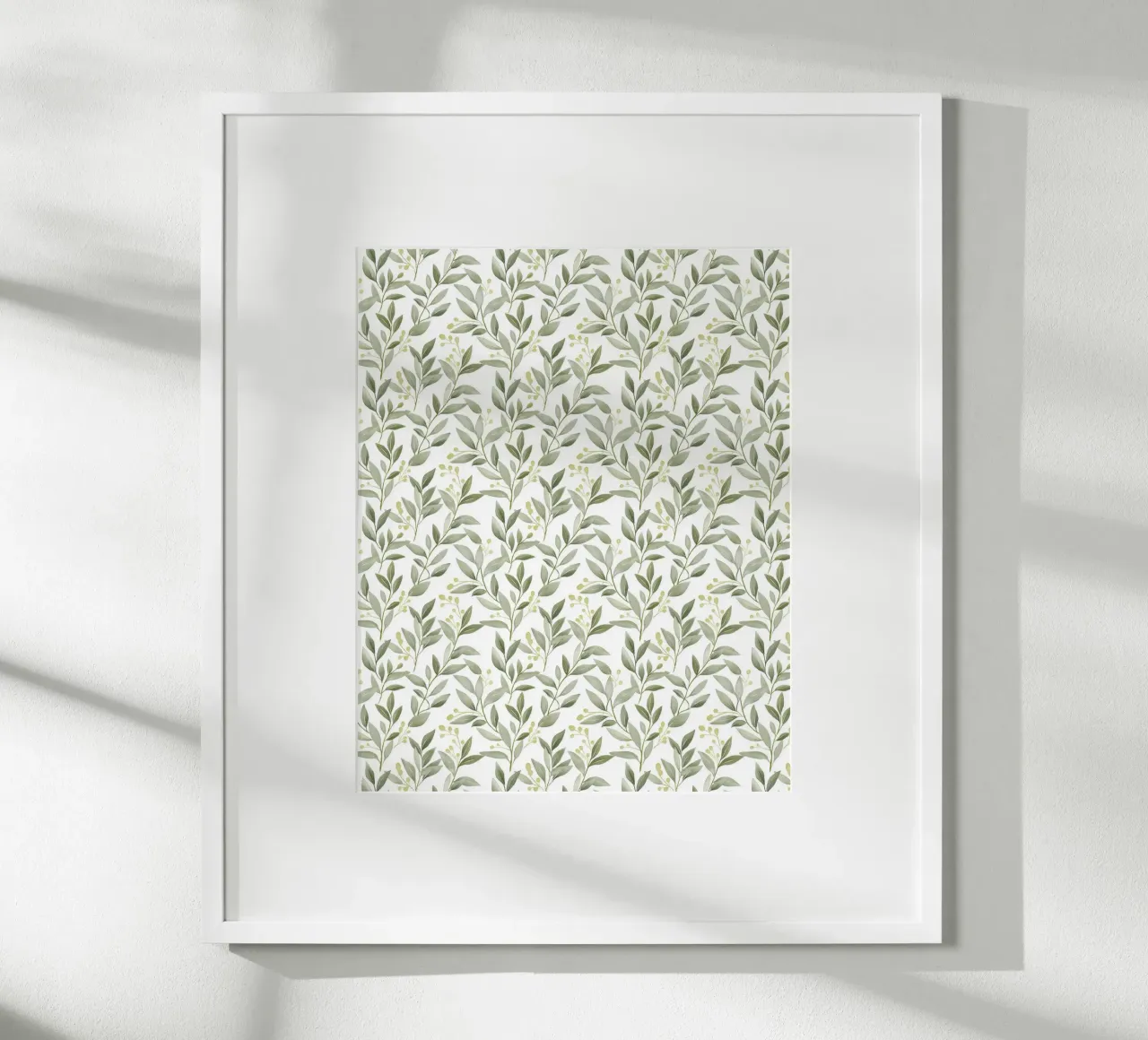 Boho Decorative Green Leaves Botanical Pattern Greenery hahnemühle by Gentle Echoes Art