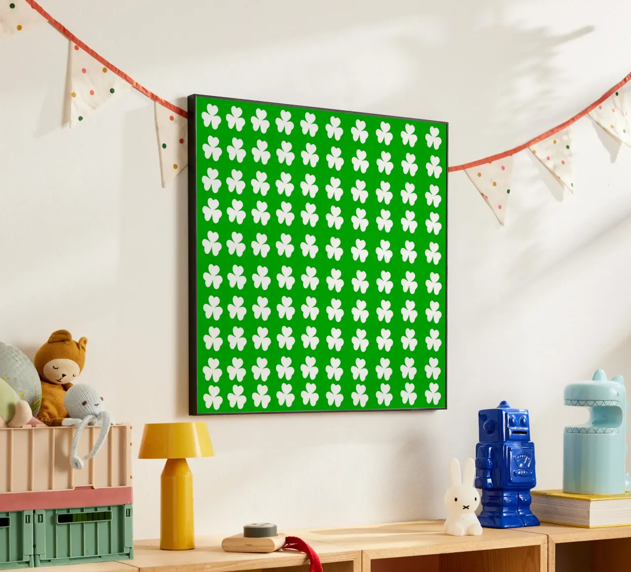Three lucky leaf clover pattern alluminio dibond da baobabprintstore