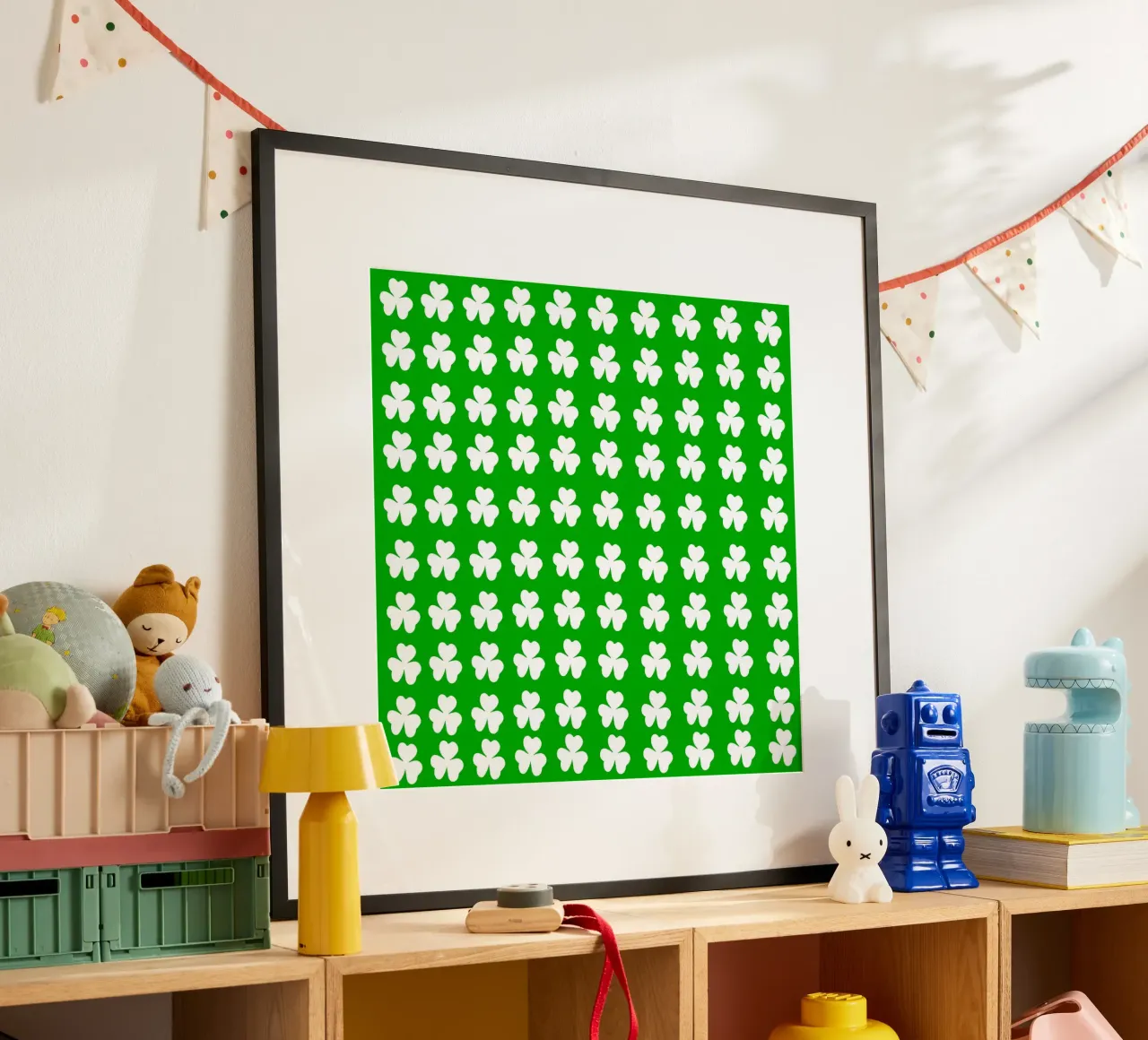 Three lucky leaf clover pattern carta hahnemühle da baobabprintstore