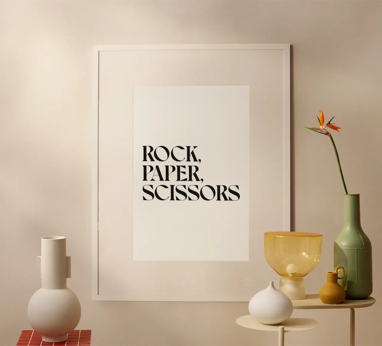SASSO, CARTA, FORBICE, poster con telaio in plastica da n.4