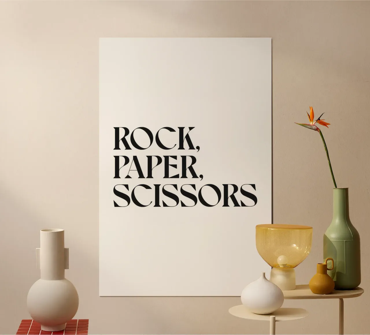 SASSO, CARTA, FORBICE, poster con telaio in plastica da n.4