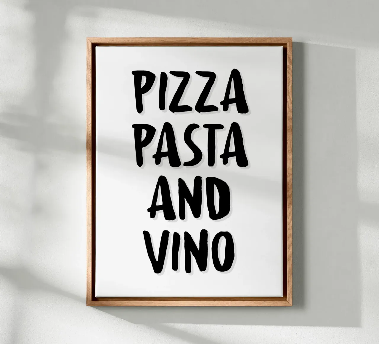 Poster "Pizza, Pasta and Vino" tela con Cornice a cassetta da Wall of Words